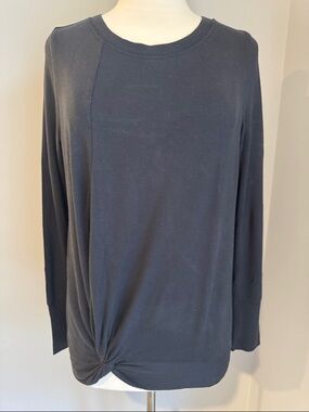 Athleta Twist-Hem Pullover Sweatshirt - Black, Size S